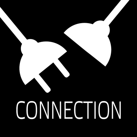 Concept connection or disconnection electricity. White power plug on black background.のイラスト素材