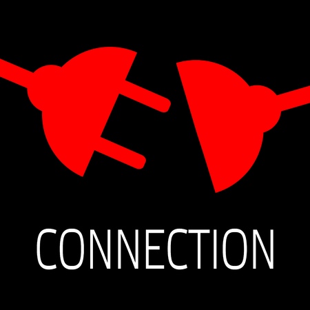 Concept connection or disconnection electricity. Red power plug on black background.のイラスト素材