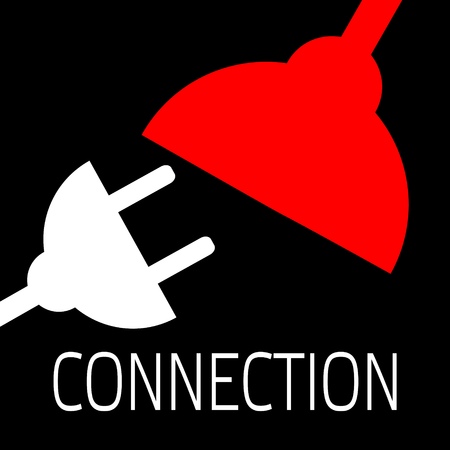 Concept connection or disconnection electricity. Red and white power plug on black background.のイラスト素材