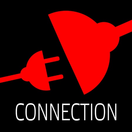 Concept connection or disconnection electricity. Red power plug on black background.のイラスト素材
