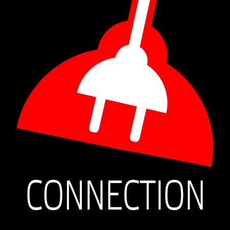 Concept connection or disconnection electricity. Red and white power plug on black background.のイラスト素材