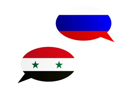Conversation dialogue bubbles between Russian Federation and Syriaのイラスト素材