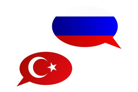 Conversation dialogue bubbles between Russian Federation and Turkeyのイラスト素材
