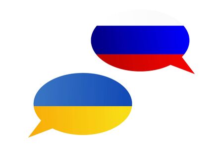 Conversation dialogue bubbles between Russian Federation and Ukraineのイラスト素材
