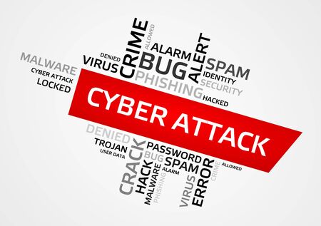 CYBER ATTACK word cloud, tag cloud, vector graphics - security conceptのイラスト素材