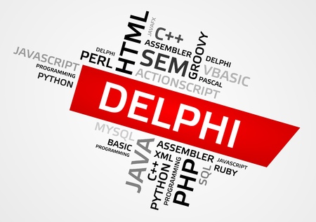 DELPHI word cloud, tag cloud, vector graphics - programming conceptのイラスト素材