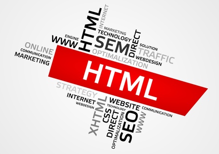HTML word cloud, tag cloud, vector graphics - business and internet conceptのイラスト素材