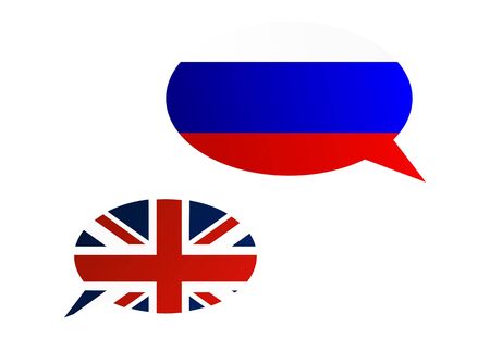 Conversation dialogue bubbles between Russian Federation and United Kingdomの写真素材