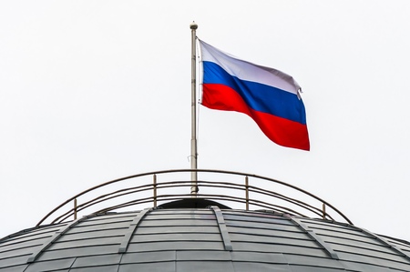 Russian flag on the roofの写真素材