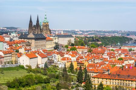 View of the historic city of Prague in Czech Republicの写真素材