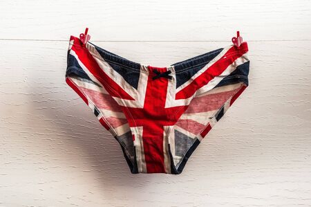 Panties hanging on the lineの写真素材