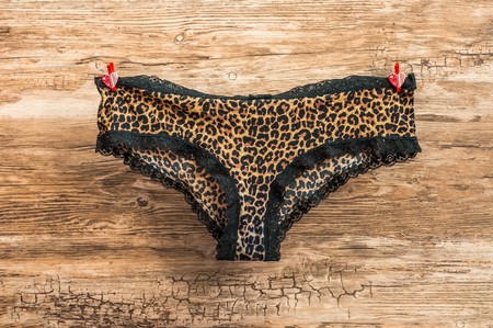 Panties hanging on the lineの写真素材