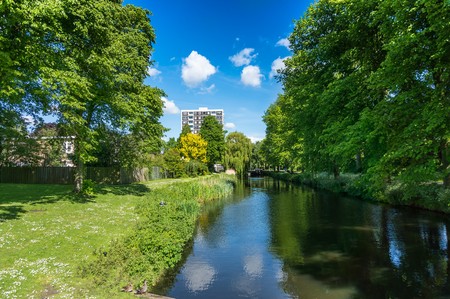 House next to the channel it is life in the Netherlandsの写真素材