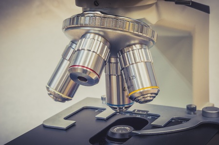 Biological microscope in scientific and healthcare research laboratoryの写真素材