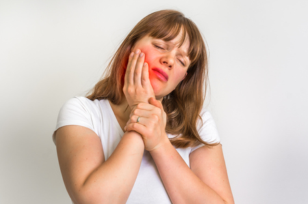 Woman suffering from toothacheの写真素材