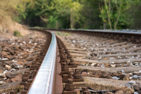 Blurred railway track on the stone backgroundの写真素材