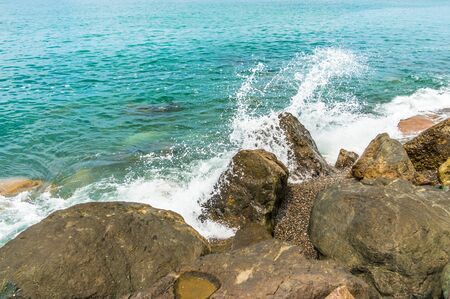 Waves crushing on a rocky beach in Georgiaの写真素材
