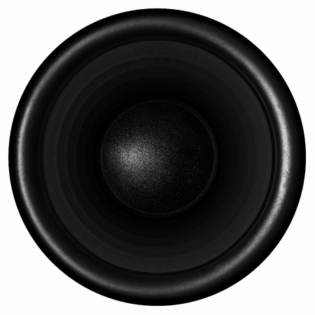 Black audio speaker isolated on white backgroundの写真素材