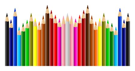 Beautiful multicolored crayons isolated on white background - vector illustrationの写真素材