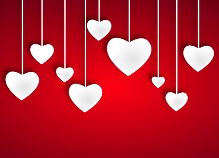 Beautiful red Valentine's card with hearts and loveの写真素材