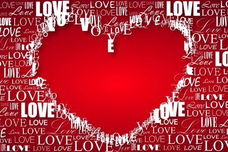 Beautiful red Valentine's card with hearts and loveの写真素材