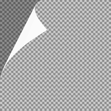 Curled paper sheet corner or page curl with shadow on transparent background - vector graphicのイラスト素材
