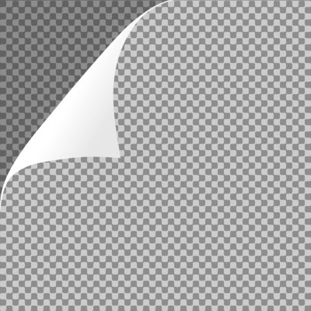 Curled paper sheet corner or page curl with shadow on transparent background - vector graphicのイラスト素材