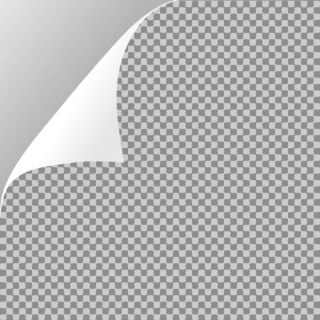 Curled paper sheet corner or page curl with shadow on transparent background - vector graphicのイラスト素材