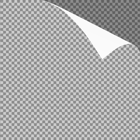Curled paper sheet corner or page curl with shadow on transparent background - vector graphicのイラスト素材