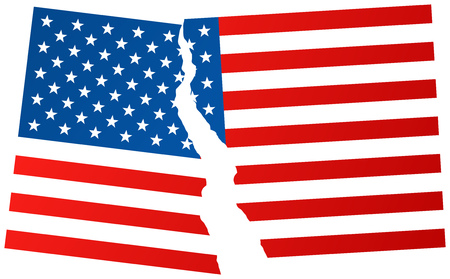 Some states want's to leave (exit) the United States of America. Broken flag of USA - vector illustration.のイラスト素材