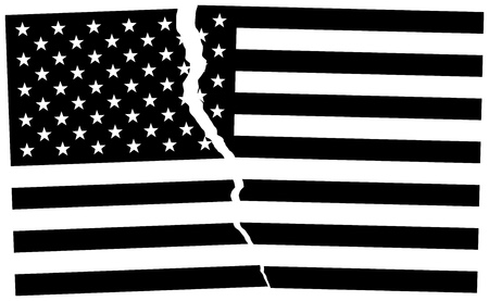 Black and white broken flag of USA. Election or referendum in United States of America. Vector illustration.のイラスト素材