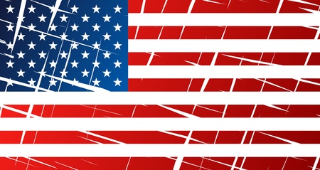 Tattered flag of United States of America, USA - vector graphicsのイラスト素材