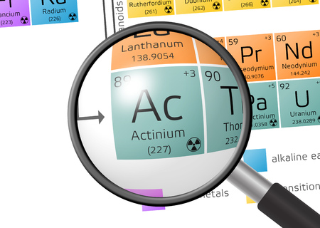 Actinium from Periodic Table of the Elements with magnifying glassの写真素材