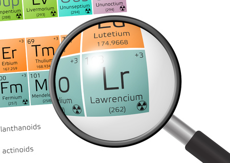 Lawrencium from Periodic Table of the Elements with magnifying glassの写真素材