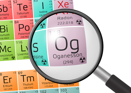 Oganesson from Periodic Table of the Elements with magnifying glassの写真素材