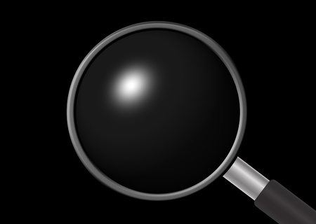 Magnigying glass isolated on black backgroundの写真素材