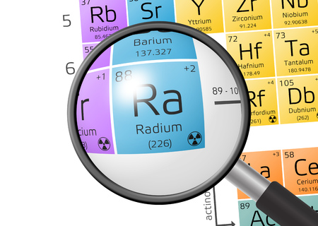 Radium from Periodic Table of the Elements with magnifying glassの写真素材