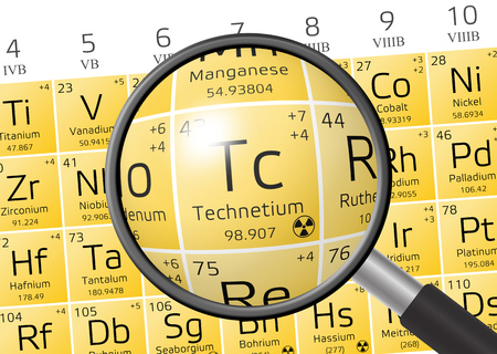 Technetium from Periodic Table of the Elements with magnifying glassの写真素材