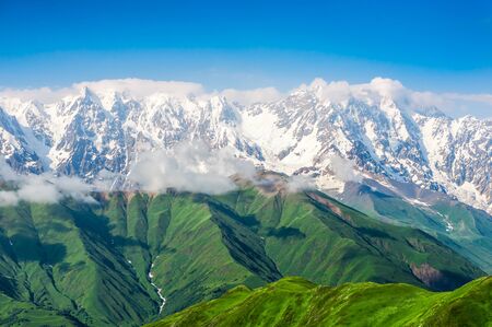 Beautiful snow mountains in Georgia (Svaneti)の写真素材
