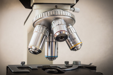 Biological microscope in scientific and healthcare research laboratoryの写真素材