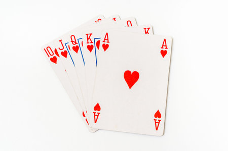 Playing cards isolated on white background - casino gambling concept