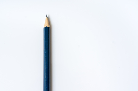 One blue pencil isolated on white backgroundの写真素材