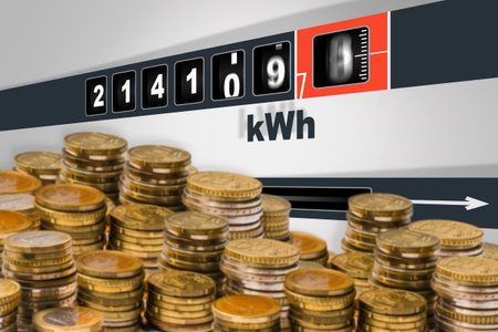 Fast running electricity meter - electricity consumption concept