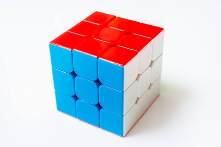 4 OCTOBER 2017 PRAGUE, CZECH REPUBLIC: Rubik's cube isolated on whiteのeditorial素材