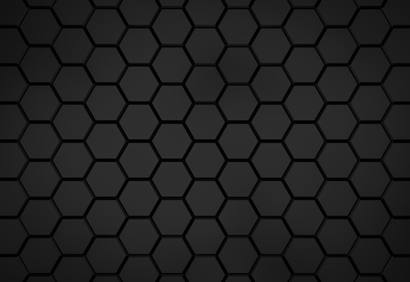 Black hexagon pattern - honeycomb concept. 3D Renderingの写真素材