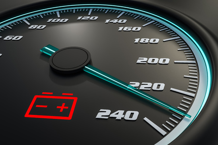 Low battery light on car dashboard. 3D rendered illustration.の写真素材