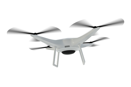 Flying drone isolated on white background. 3D rendered illustration.の写真素材