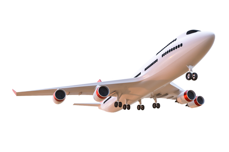 Airplane isolated on white background. 3D rendered illustration.の写真素材