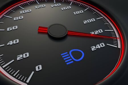 High beam on car dashboardの写真素材