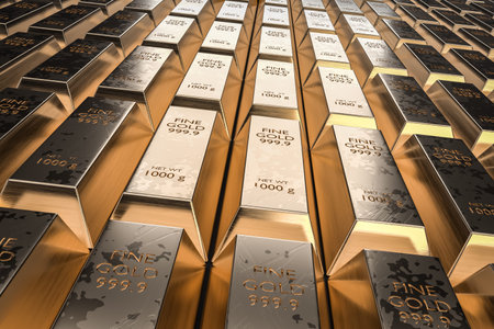 Gold bars or ingot - financial success and investment concept. 3D rendered illustration.